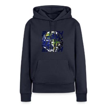 Erd-Design - Frauen Premium Bio Hoodie - Navy - Vorne - Julia (174cm)
