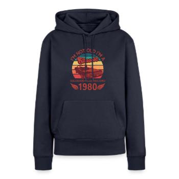 Ich bin nicht alt, ich bin ein Klassiker - Frauen Premium Bio Hoodie - Navy - Vorne - Julia (174cm)