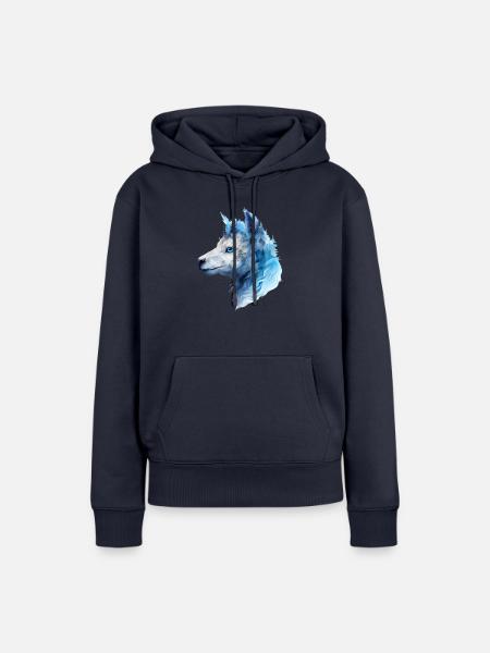 Lama - Frauen Premium Bio Hoodie - Navy