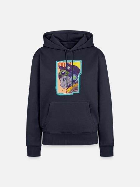 NekoMori Cybercat - Frauen Premium Bio Hoodie - Navy