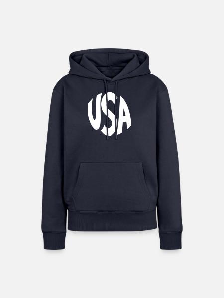 USA Großbuchstaben-Logo - Frauen Premium Bio Hoodie - Navy