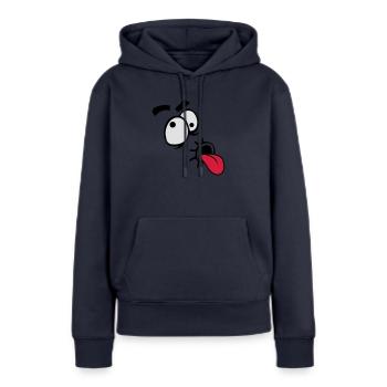 Komisches Comic Gesicht Cool Zunge Rausstrecken - Frauen Premium Bio Hoodie - Navy - Vorne - Julia (174cm)