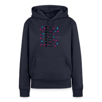 Samantha - Frauen Premium Bio Hoodie - Navy - Vorne - Julia (174cm)