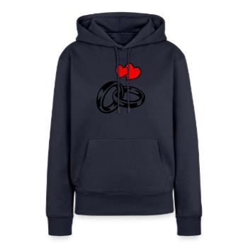 Alliances Cœurs - Sweat à capuche Premium bio Femme - bleu marine - Devant - Julia (174cm)