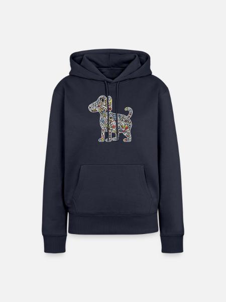 Hunde-Kunst-Muster - Frauen Premium Bio Hoodie - Navy