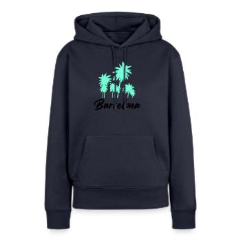 Barcelone - Sweat à capuche Premium bio Femme - bleu marine - Devant - Julia (174cm)