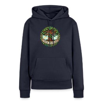 Baum-Umarmer - Frauen Premium Bio Hoodie - Navy - Vorne - Julia (174cm)