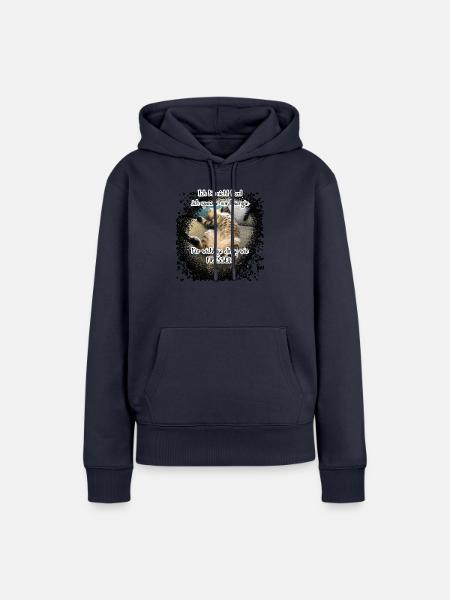 Faule Katze - Frauen Premium Bio Hoodie - Navy