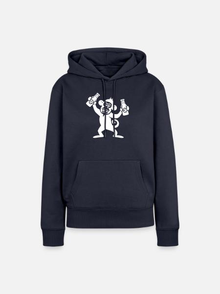 Affe Party Bier - Frauen Premium Bio Hoodie - Navy