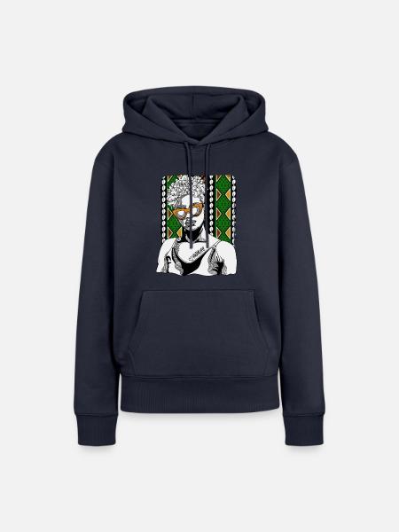 Frau Mit Highlife-tattoo - Frauen Premium Bio Hoodie - Navy