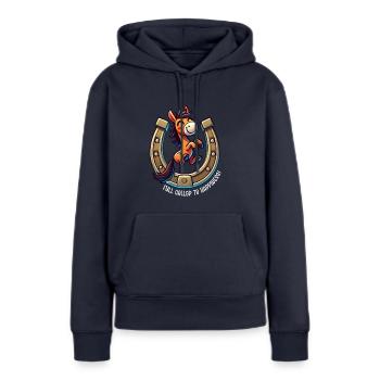 Hufeisen des Glücks - Frauen Premium Bio Hoodie - Navy - Vorne - Julia (174cm)