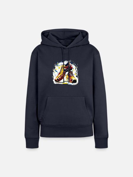 Fußballschuhe (Kunstsammlung) - Frauen Premium Bio Hoodie - Navy