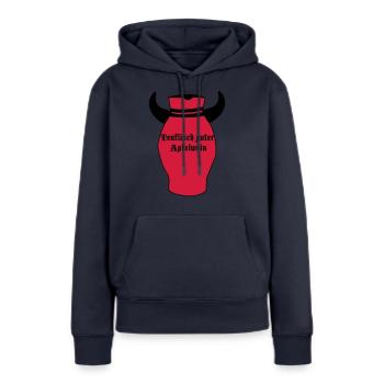 Teuflisch guter Apfelwein - Bembel Teufel - Frauen Premium Bio Hoodie - Navy - Vorne - Julia (174cm)