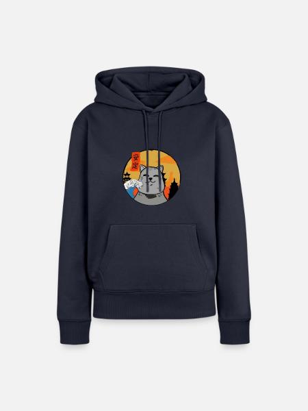 Relaxing Cat - Frauen Premium Bio Hoodie - Navy