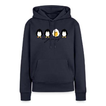 Vier Pinguine - Frauen Premium Bio Hoodie - Navy - Vorne - Julia (174cm)