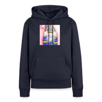 Bunter Weihnachtsmann mit Farbverlauf - Frauen Premium Bio Hoodie - Navy - Vorne - Julia (174cm)