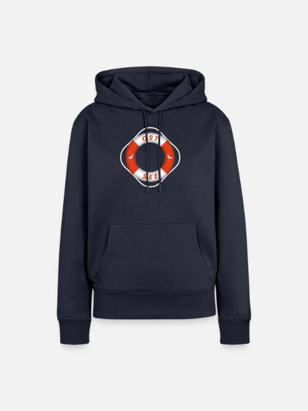 Ostsee Rettungsring Möwen Urlaub - Frauen Premium Bio Hoodie - Navy