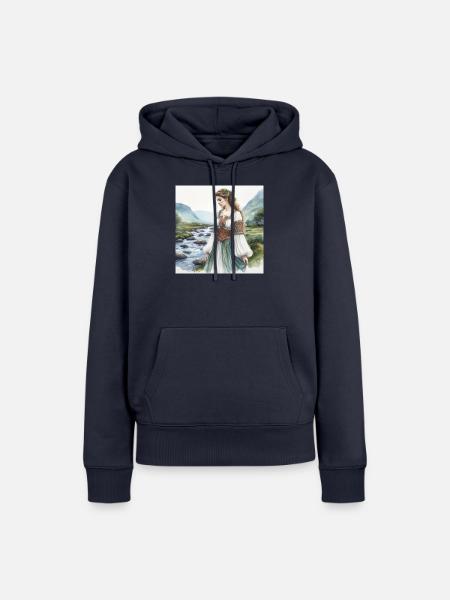 Aquarell Keltiberische Frau - Frauen Premium Bio Hoodie - Navy