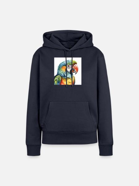 Aquarell-Ara - Frauen Premium Bio Hoodie - Navy
