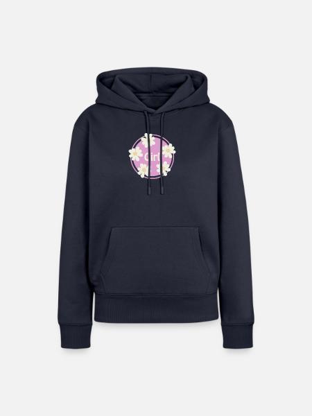 Girl Blumenmotiv – Süßes Mädchen Retro Design - Frauen Premium Bio Hoodie - Navy