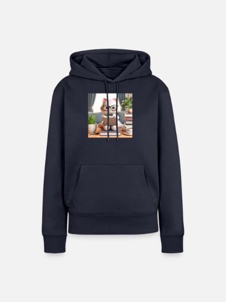 3D-Computer-Katze - Frauen Premium Bio Hoodie - Navy