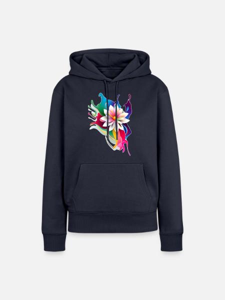 Farbenfrohes Thai-Blumenmotiv - Frauen Premium Bio Hoodie - Navy