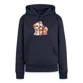 Chien mignon - Sweat à capuche Premium bio Femme - bleu marine - Devant - Julia (174cm)