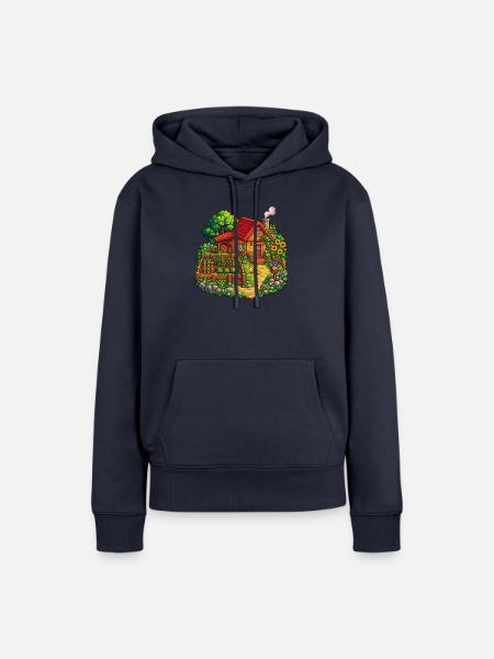 Häuschen im Gartenparadies - Frauen Premium Bio Hoodie - Navy