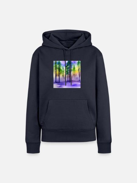 Abend im Aquarellwald - Frauen Premium Bio Hoodie - Navy