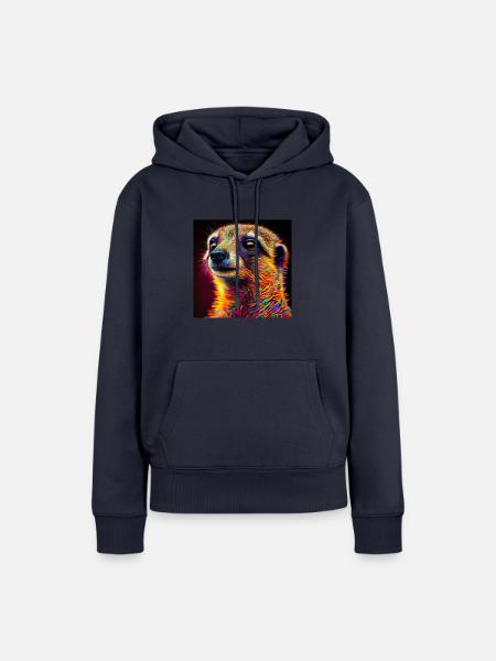 Farbiges Erdmännchen, einzigartiges Design - Frauen Premium Bio Hoodie - Navy