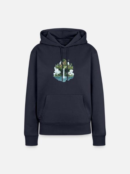 Landschaft mit Wasserfall - Frauen Premium Bio Hoodie - Navy