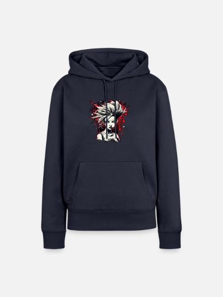 6 Weiblicher Punkrock - Frauen Premium Bio Hoodie - Navy