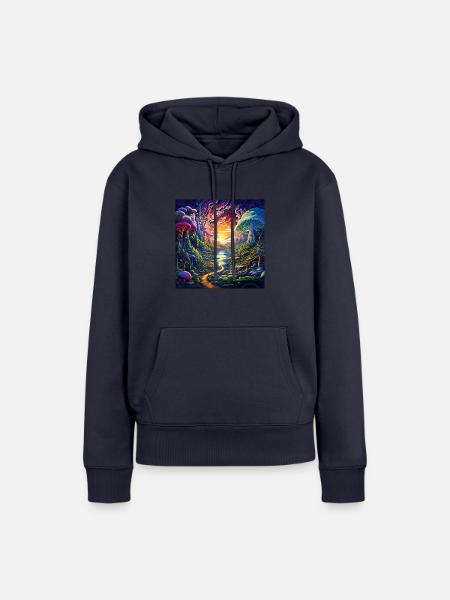trippy Landschaft - Frauen Premium Bio Hoodie - Navy