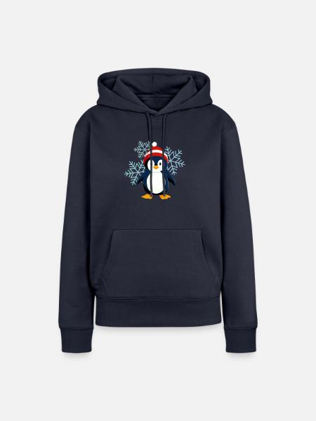 Niedlicher Winterpinguin - Frauen Premium Bio Hoodie - Navy