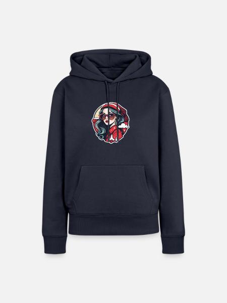 Mädchen Weihnachten Illustration - Frauen Premium Bio Hoodie - Navy