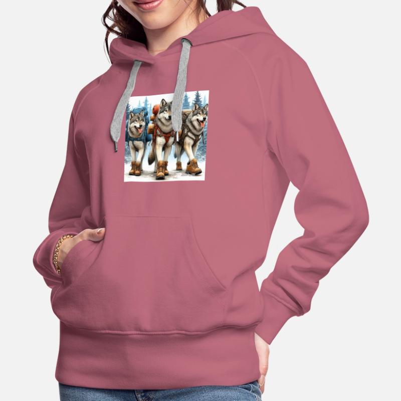 Wanderwölfe oder muss der Wolf wandern ? Frauen Premium Bio Hoodie