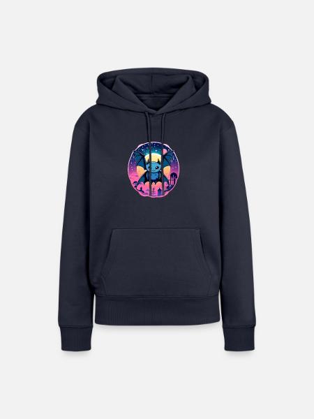 Fledermaus Illustration - Frauen Premium Bio Hoodie - Navy