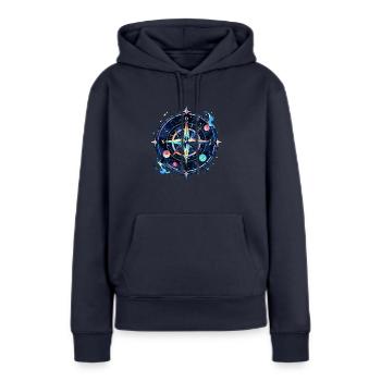Kompass - Frauen Premium Bio Hoodie - Navy - Vorne - Julia (174cm)
