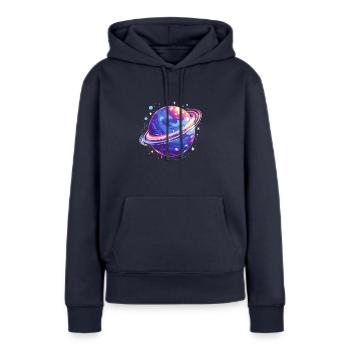Planeten - Frauen Premium Bio Hoodie - Navy - Vorne - Julia (174cm)