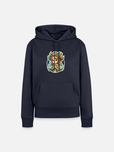 Druide Niedlich Illustration - Frauen Premium Bio Hoodie - Navy