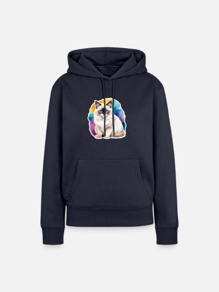Birmakatze Wasserfarben - Frauen Premium Bio Hoodie - Navy