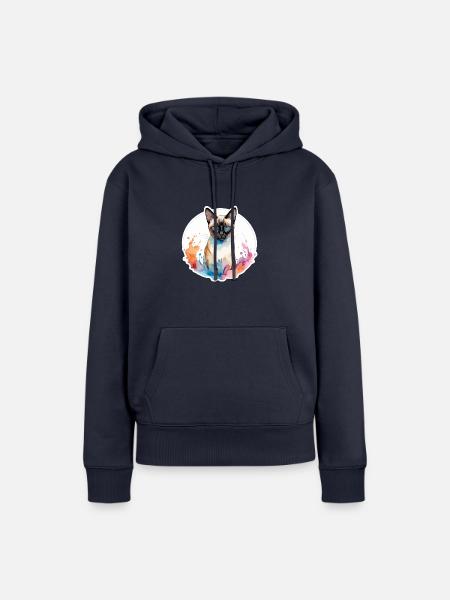 Siamkatze Wasserfarben - Frauen Premium Bio Hoodie - Navy