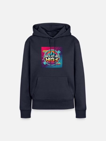 Mountain High Retro - Frauen Premium Bio Hoodie - Navy