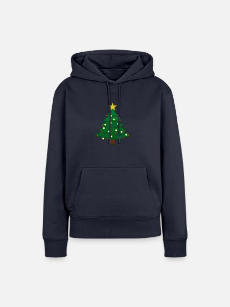 Glücklicher Weihnachtsbaum - Frauen Premium Bio Hoodie - Navy