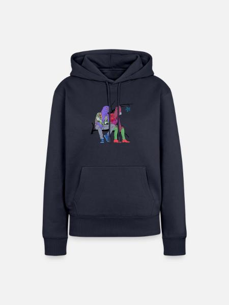 Papageien sitzen - Frauen Premium Bio Hoodie - Navy