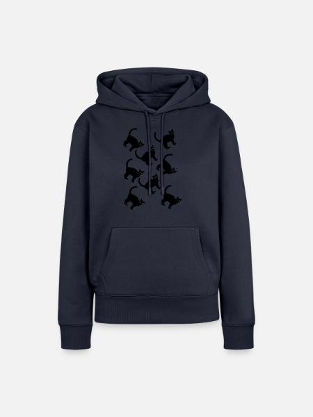 Schwarzes Muster Cat - Frauen Premium Bio Hoodie - Navy
