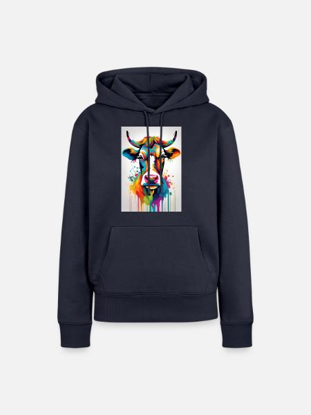 Kuh bunt - Frauen Premium Bio Hoodie - Navy