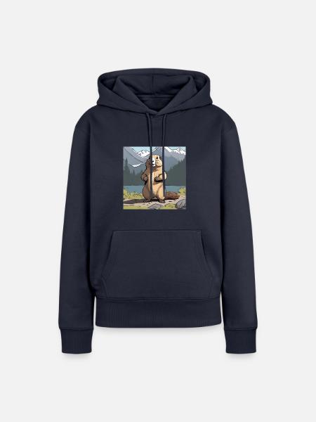 Murmeltier - Frauen Premium Bio Hoodie - Navy