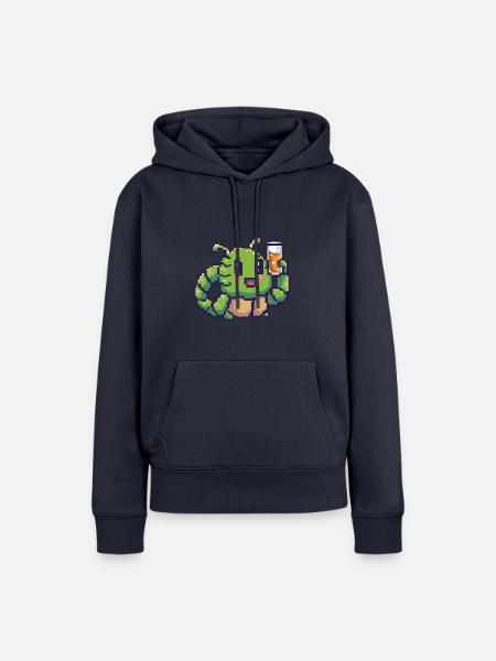 Wurm Pixel Bier - Frauen Premium Bio Hoodie - Navy