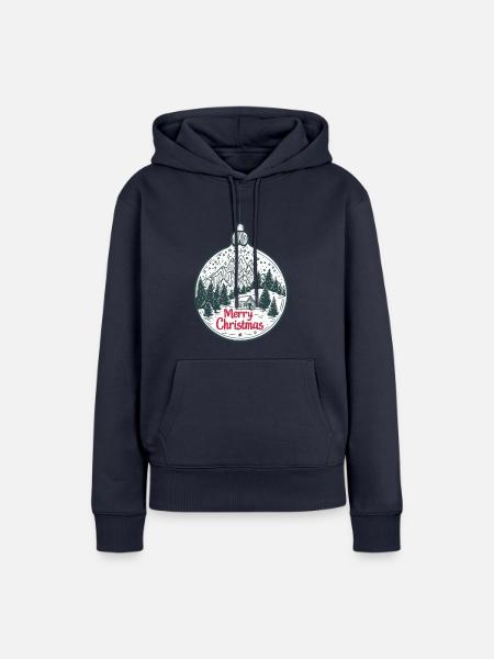 SPREAD Frohe Weihnachtskugel - Frauen Premium Bio Hoodie - Navy